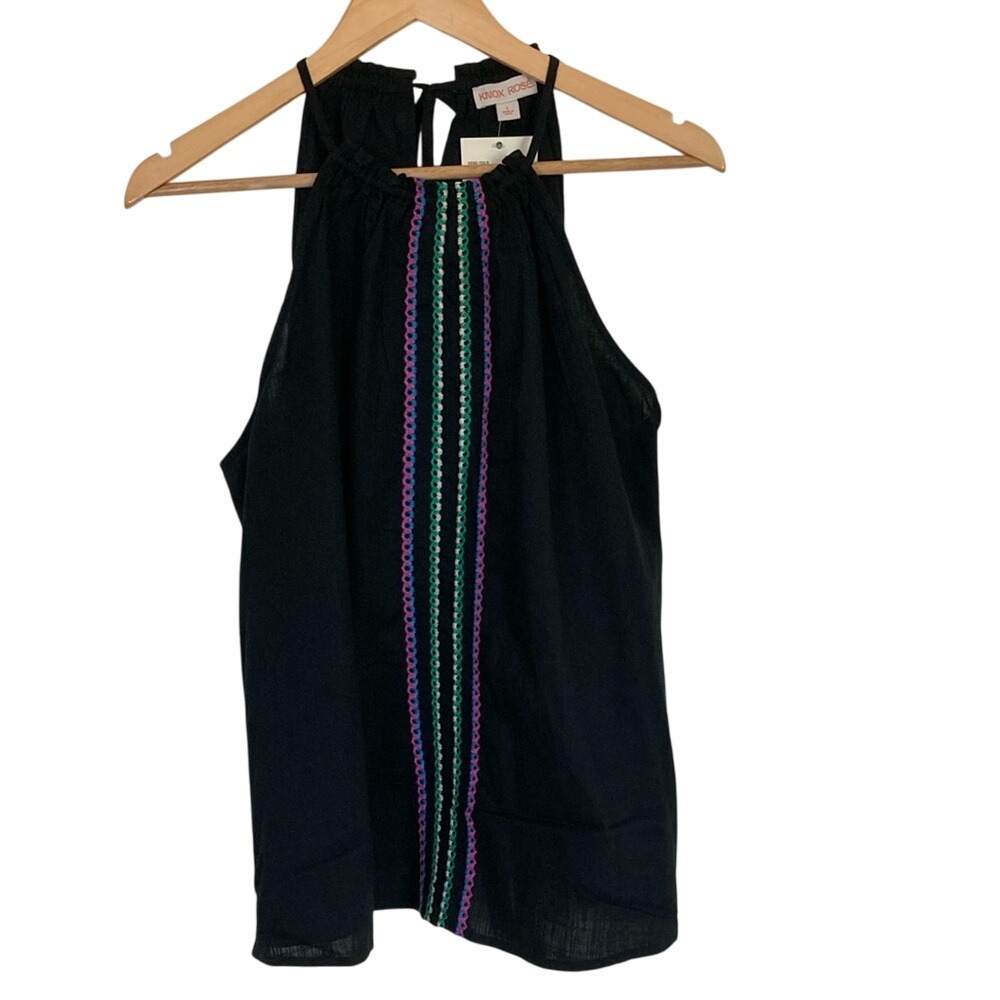 Knox Rose Black Tank Top with Colorful Trim